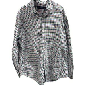 Ralph Lauren XL Green Blue Orange Plaid Long Sleeve Buttoned Shirt Polo Preppy